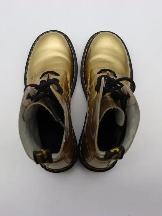 Doc Dr. Martens Pascal Combat Boots Women's Size 9 Metallic Gold Leather - Picture 9 of 12